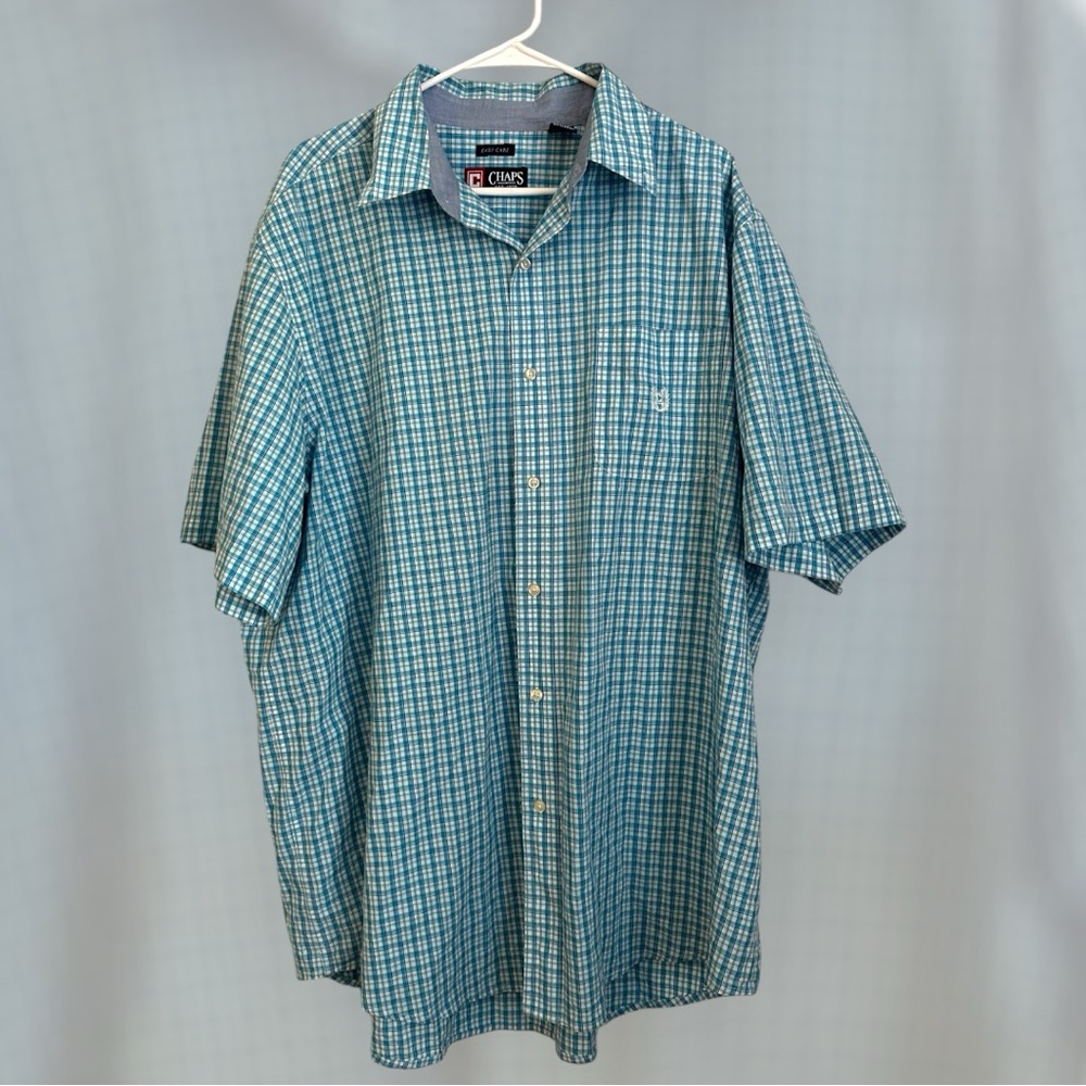 Men's Blue Chaps 2XLT Checkered Shirt